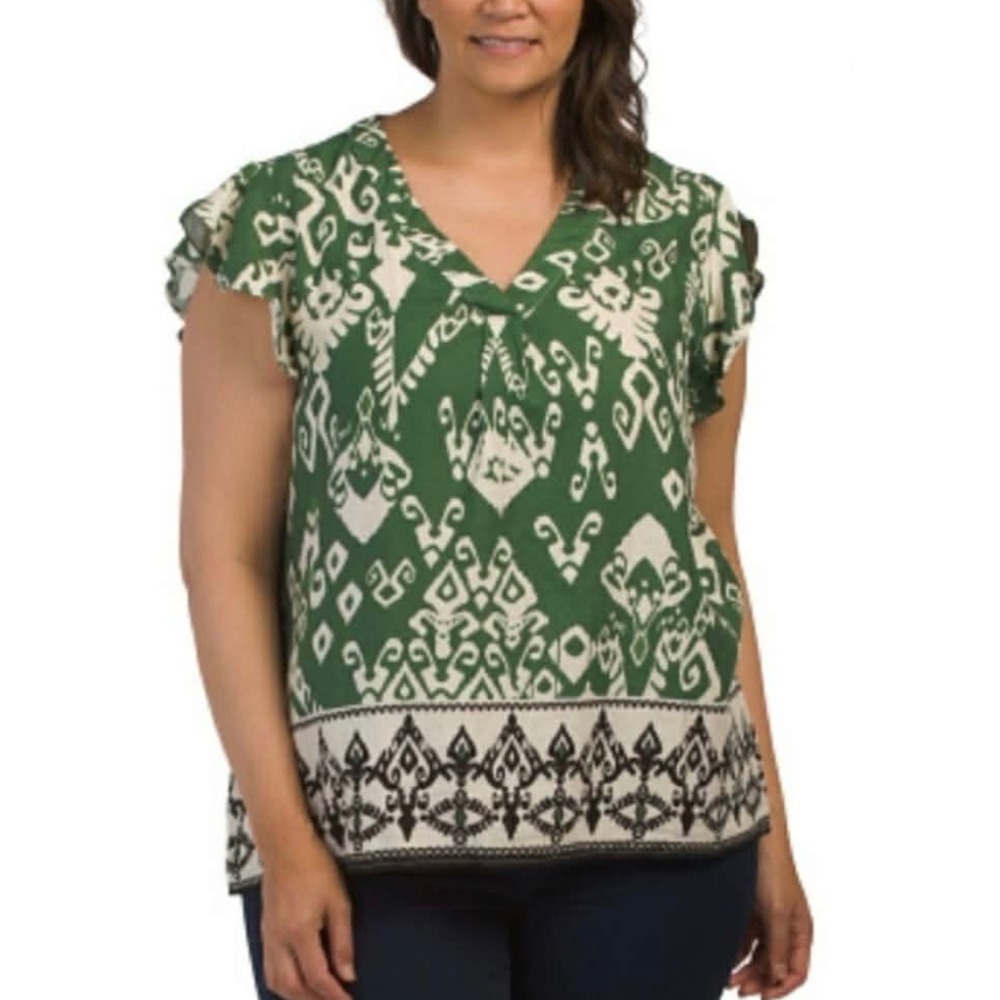 Haute Hippie Womens Green Ikat Print 2 Piece Set